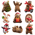 New Year's Stickers PNG — Bear, Hedgehog, Penguin & Hare