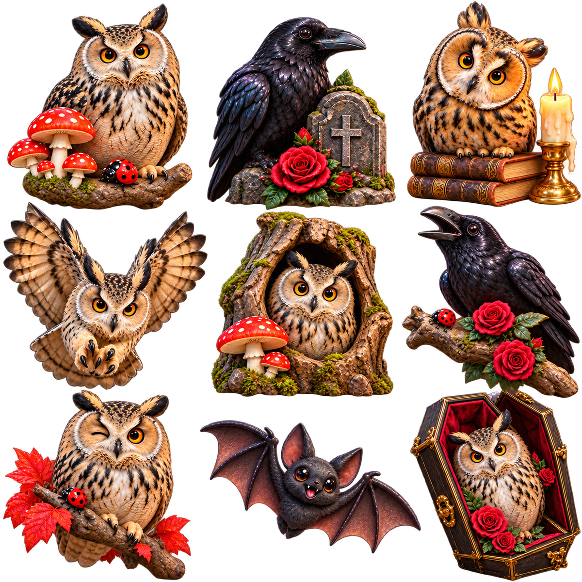 Glänzende 3D-WhatsApp-Sticker mit Halloween-Thema. png