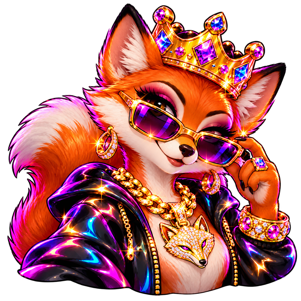 NFT-Sticker. Neon-Fuchs. Poster.