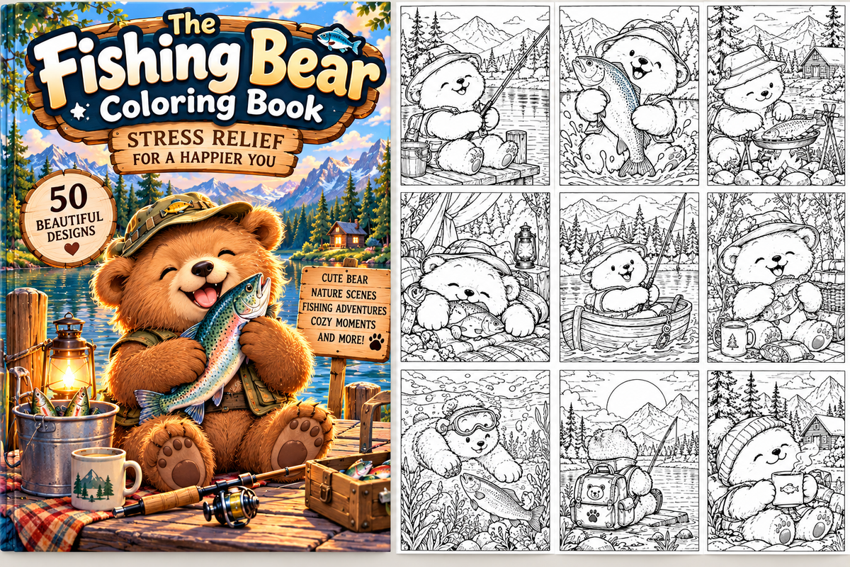Children's Coloring Book: Teddy Bear the Fisherman