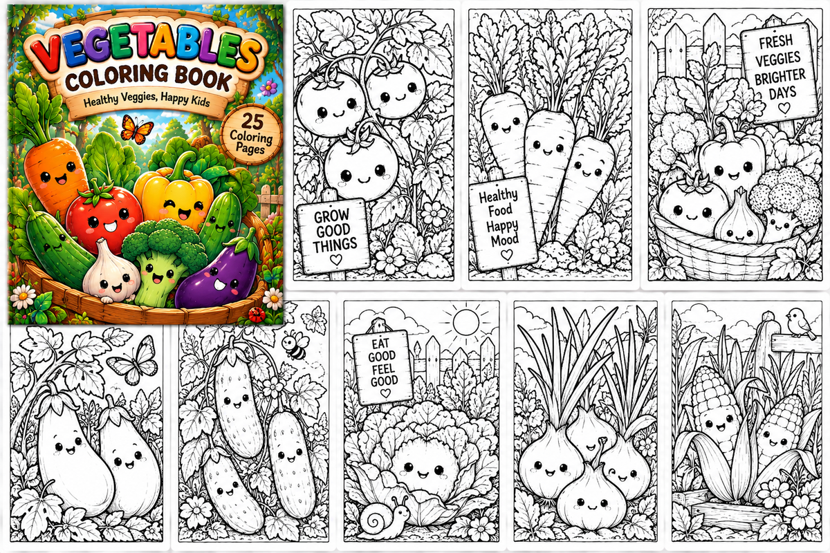 Coloring Book: Vegetables — Bountiful Harvest