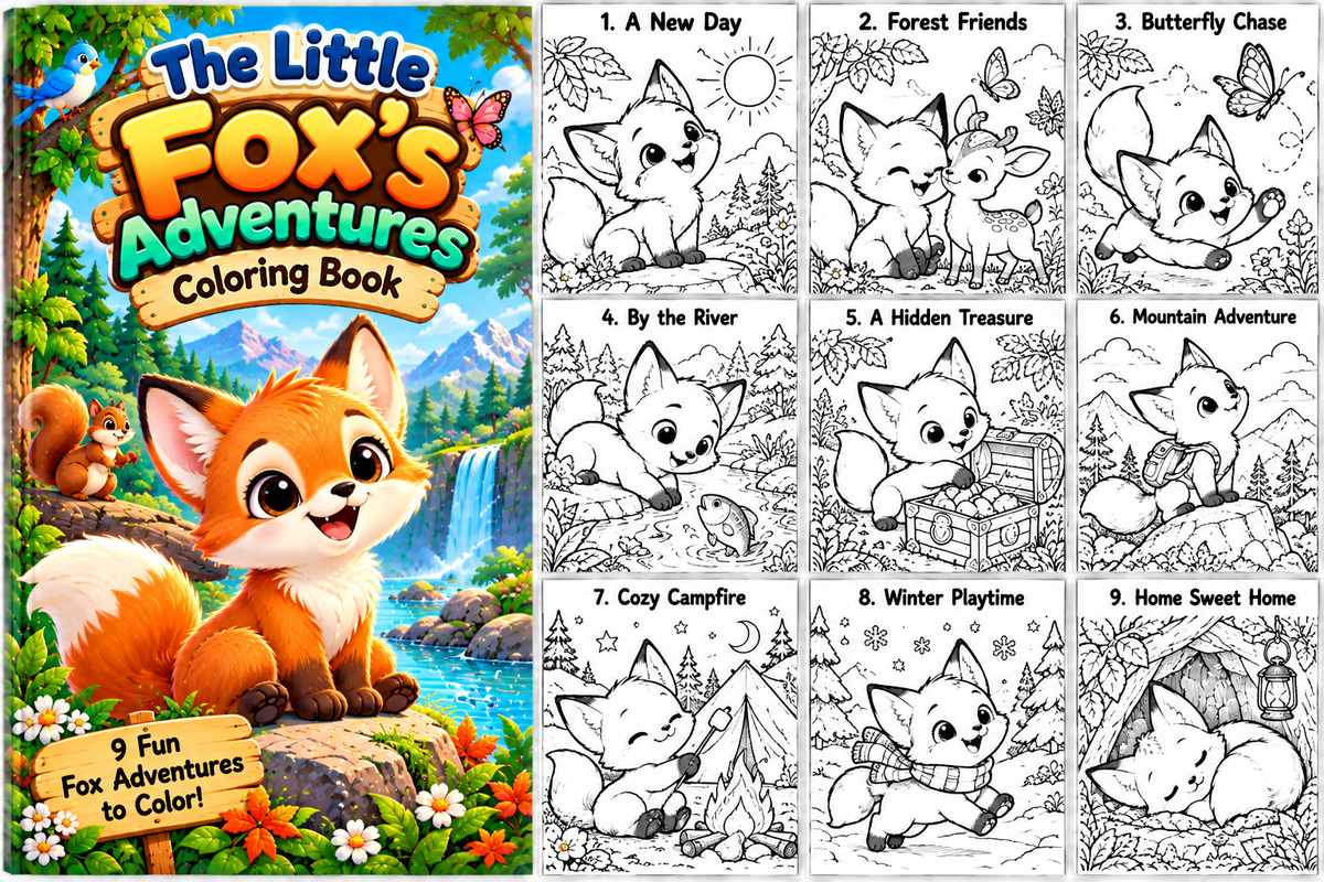 Coloring book:The little foxs adventures