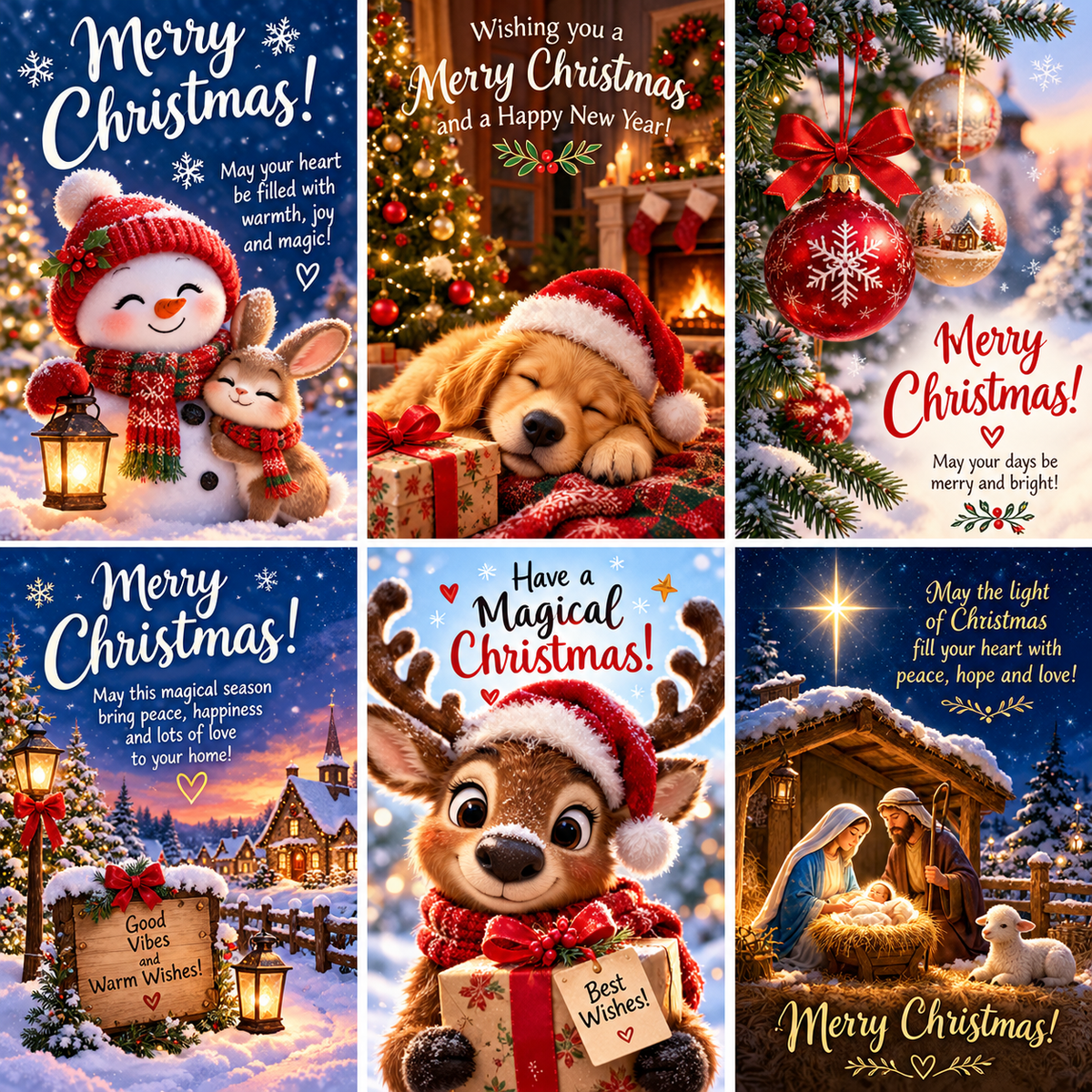 A Christmas mosaic made of wool, featuring card designs.