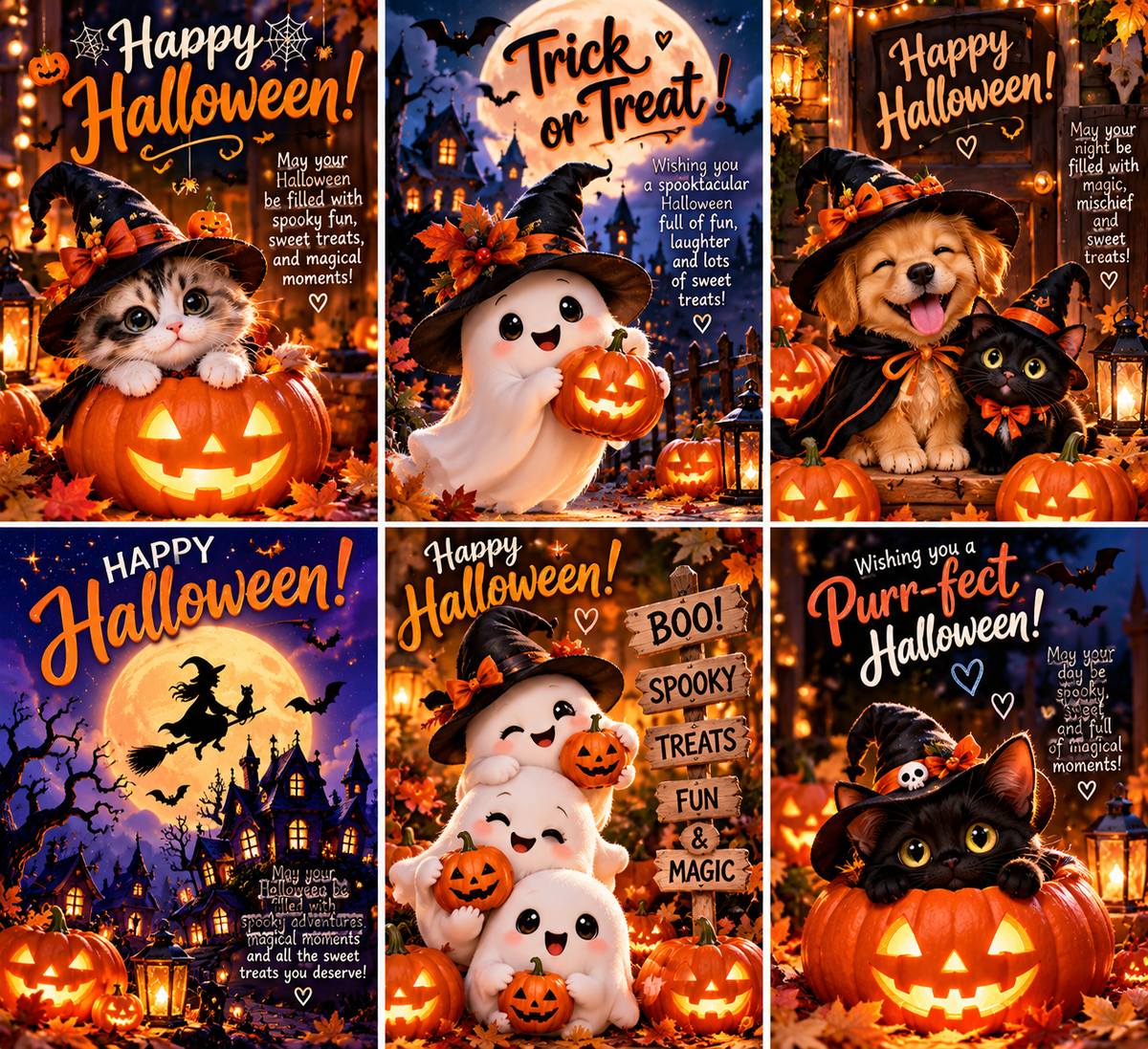 Collage greeting card. Halloween.