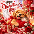 Postcard. A Valentines card with a puppy and a kitten.