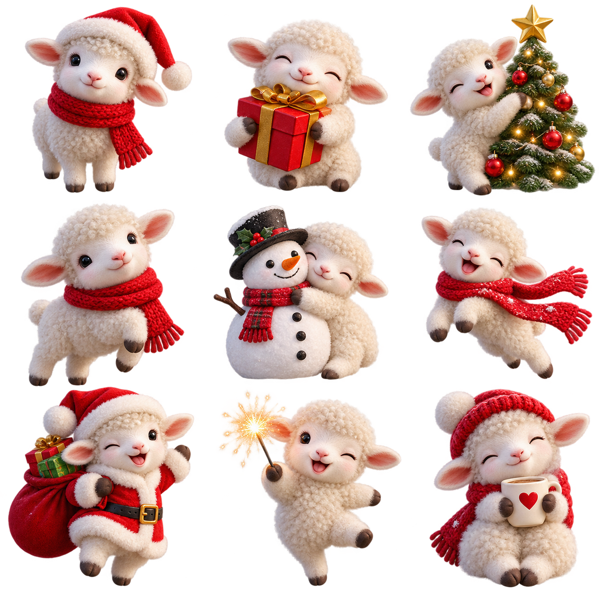 Christmas. Stickers. Christmas sticker set featuring lambs.