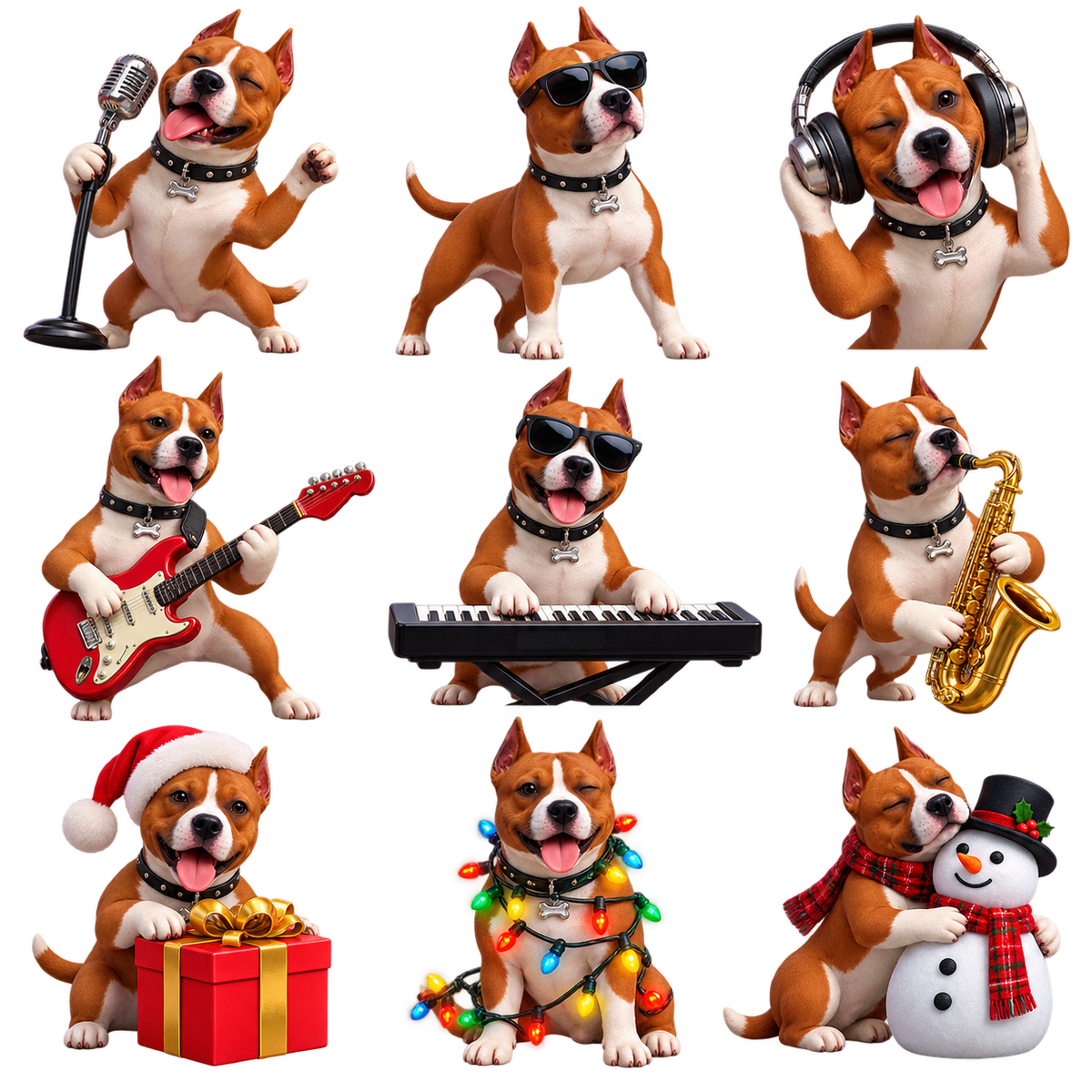 Sticker. Weihnachts-Sticker-Paket mit einem Hund.