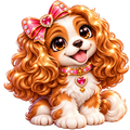 NFT-Sticker. Glitzernder rosa Spaniel.