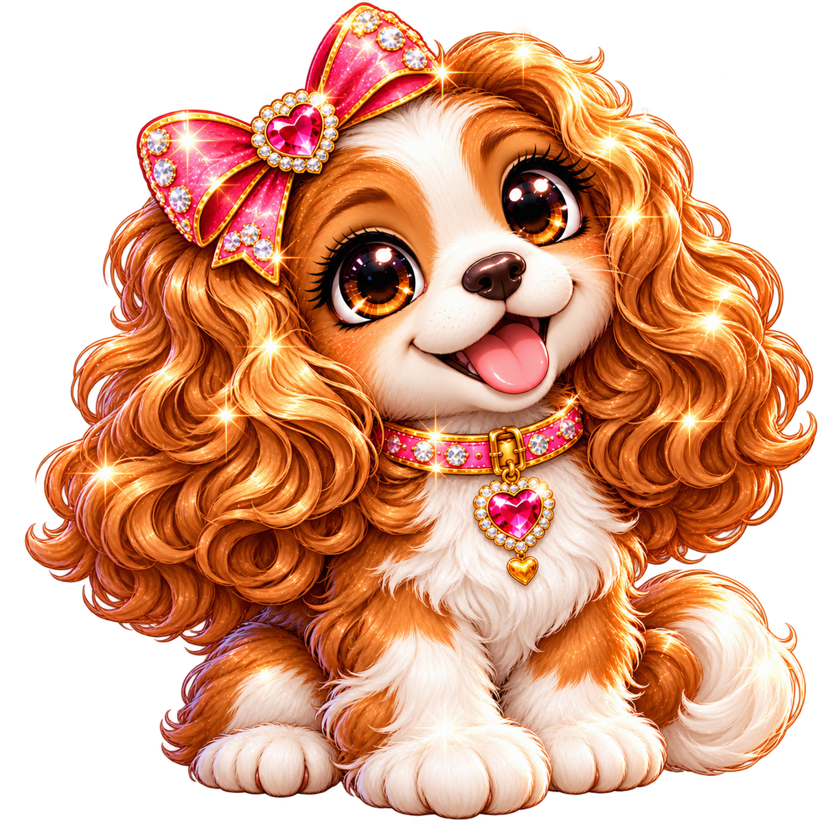 NFT-Sticker. Glitzernder rosa Spaniel.