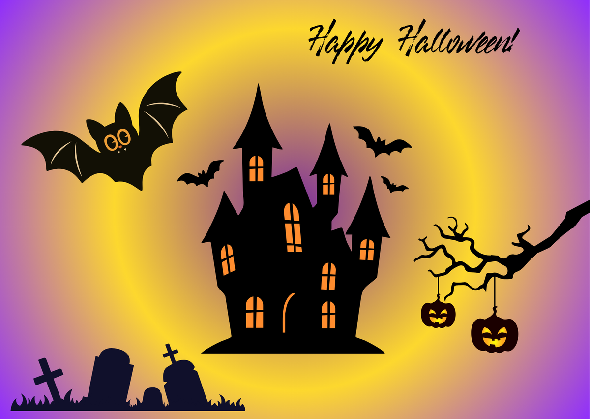 Happy Halloween Postcard with Title – Printable Digital Download
