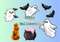 Cute Halloween Ghosts & Pumpkins Printable Postcard