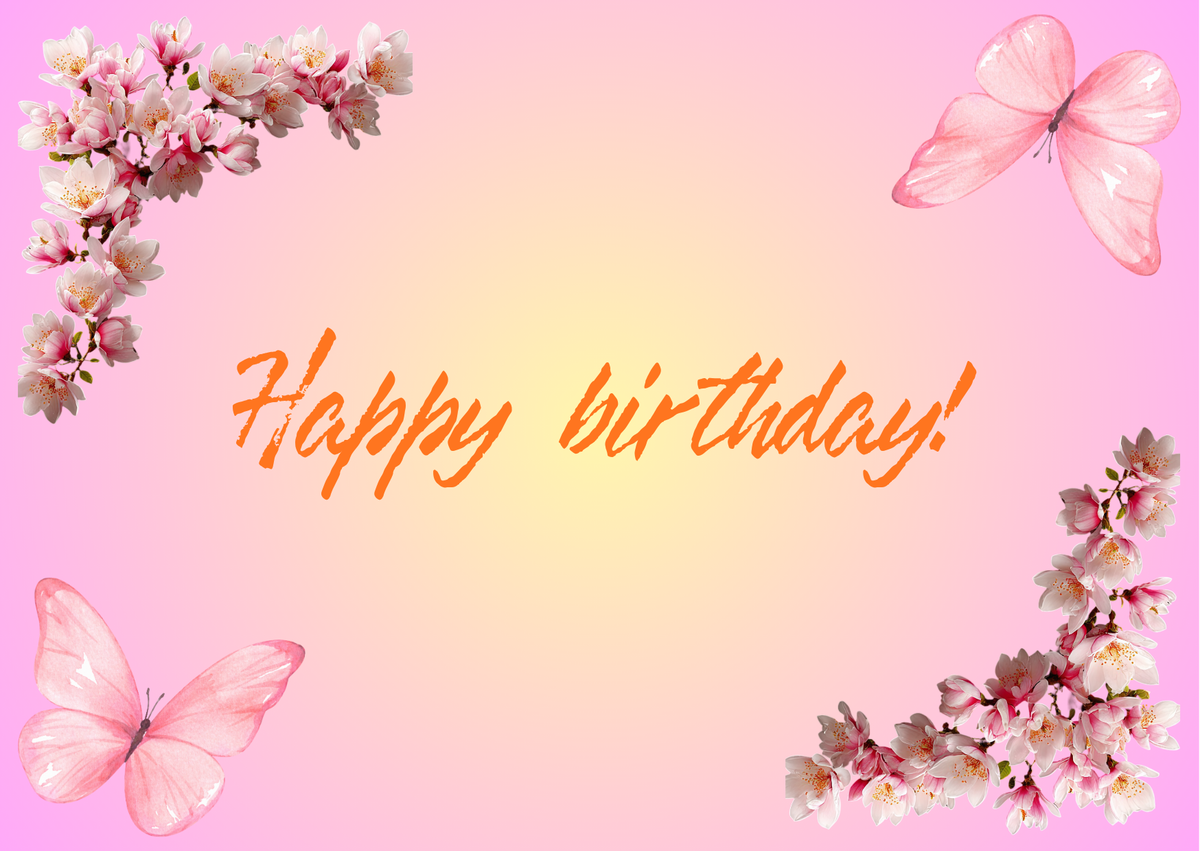 Happy Birthday Floral Postcard No. 3 – Printable Digital Download