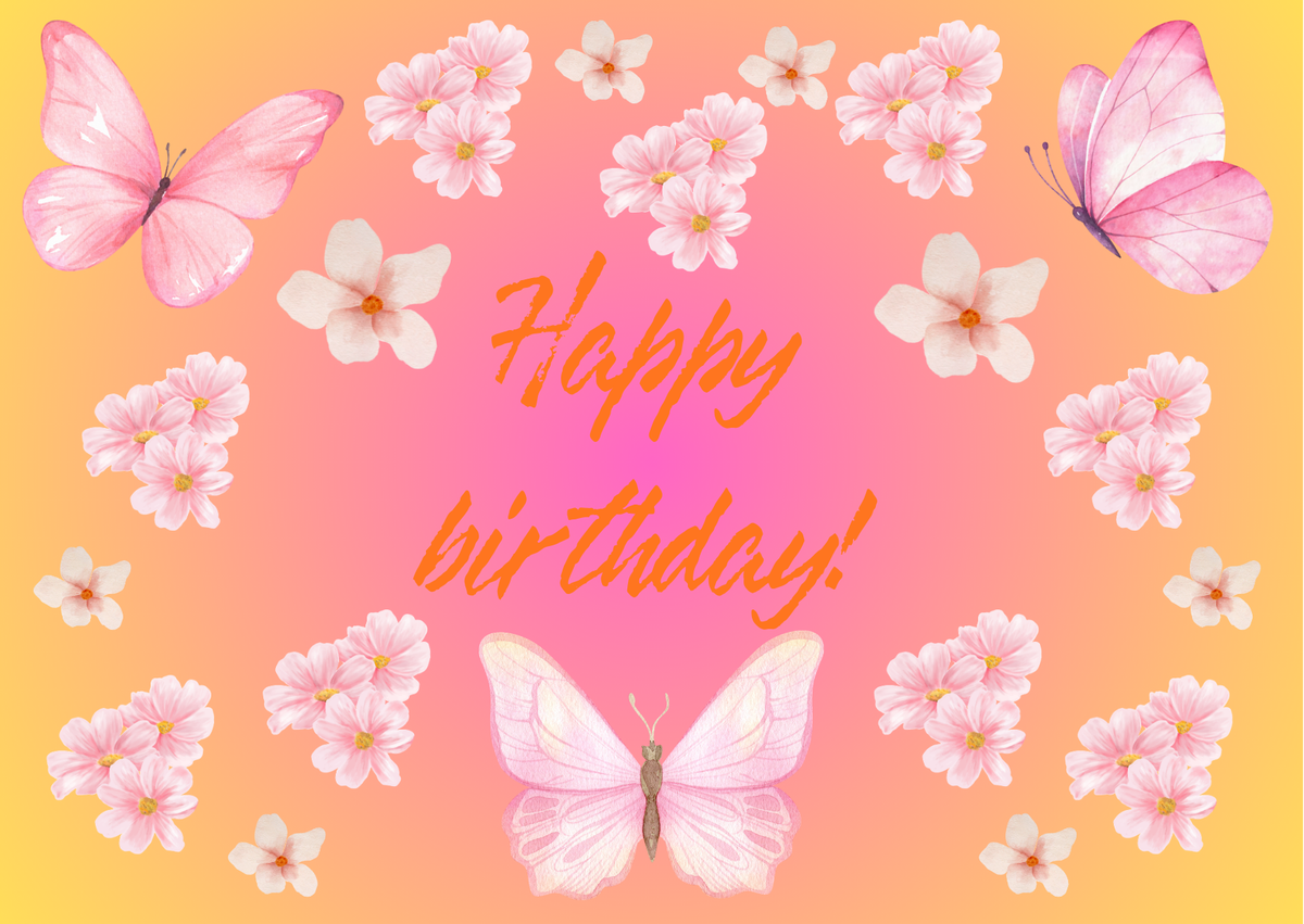 Happy Birthday Floral Postcard No. 4 – Printable Digital Download