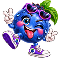Cool Blueberry Mascot Sticker – Digital PNG Sticker