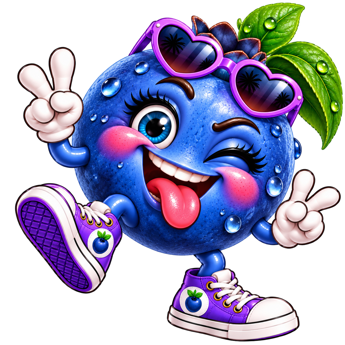Cool Blueberry Mascot Sticker – Digital PNG Sticker
