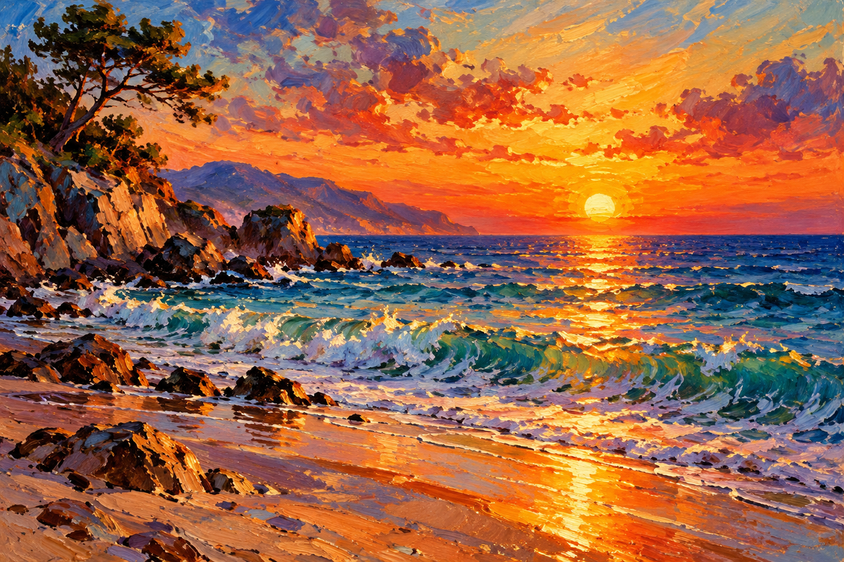 Sunset at sea.