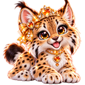 NFT sticker. A small, smiling lynx wearing a crown.