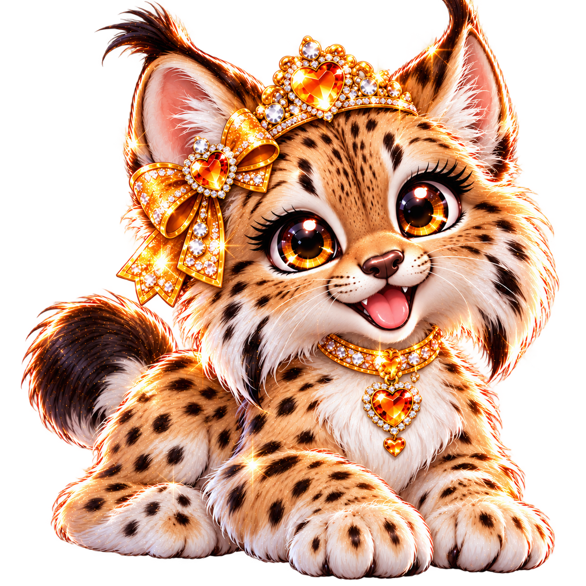 NFT sticker. A small, smiling lynx wearing a crown.