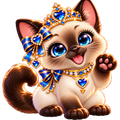 NFT sticker. Cute Siamese  kitten with sapphires.