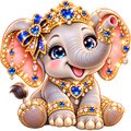 NFT sticker. Elephant with sapphires.