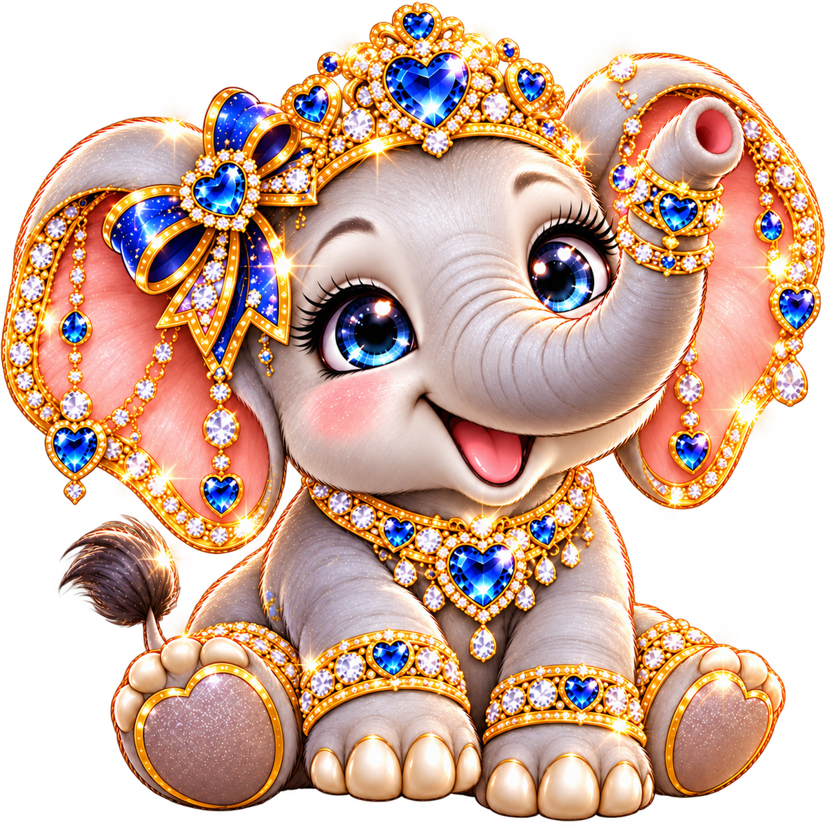 NFT sticker. Elephant with sapphires.