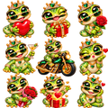 Jewel Frog Stickers | Anime-Style Digital Sticker PNG