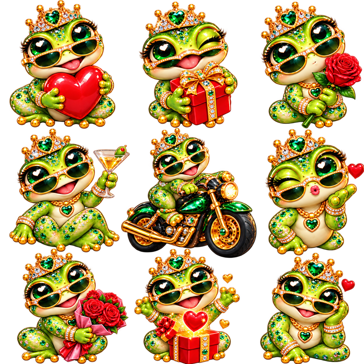 Jewel Frog Stickers | Anime-Style Digital Sticker PNG