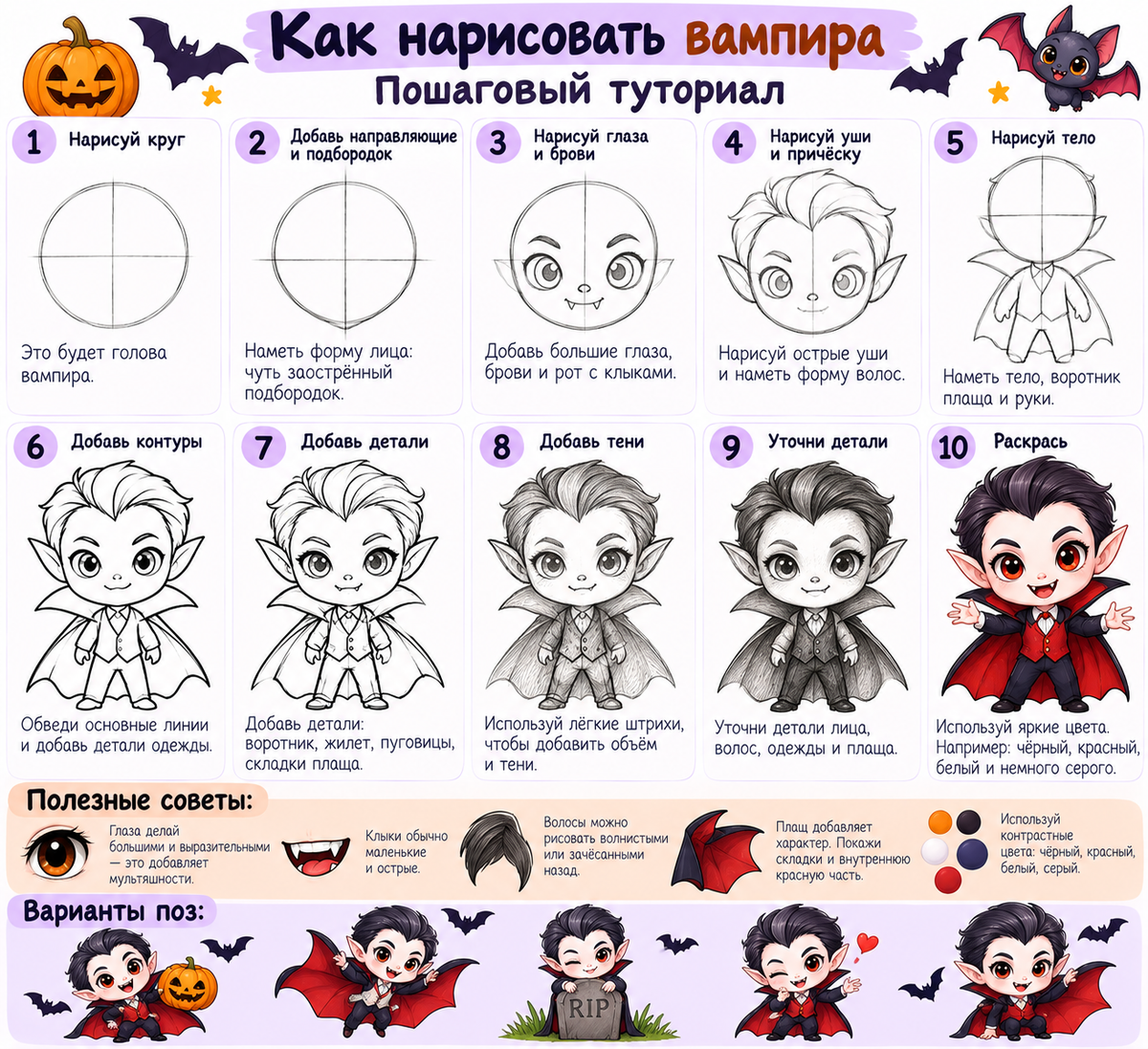 Tutorial on How to Draw a Cute Vampire