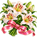 Digitaler Sticker im PNG-Format. Ausdruckbarer Sticker. Sofort-Download. Lilien-Blüten.