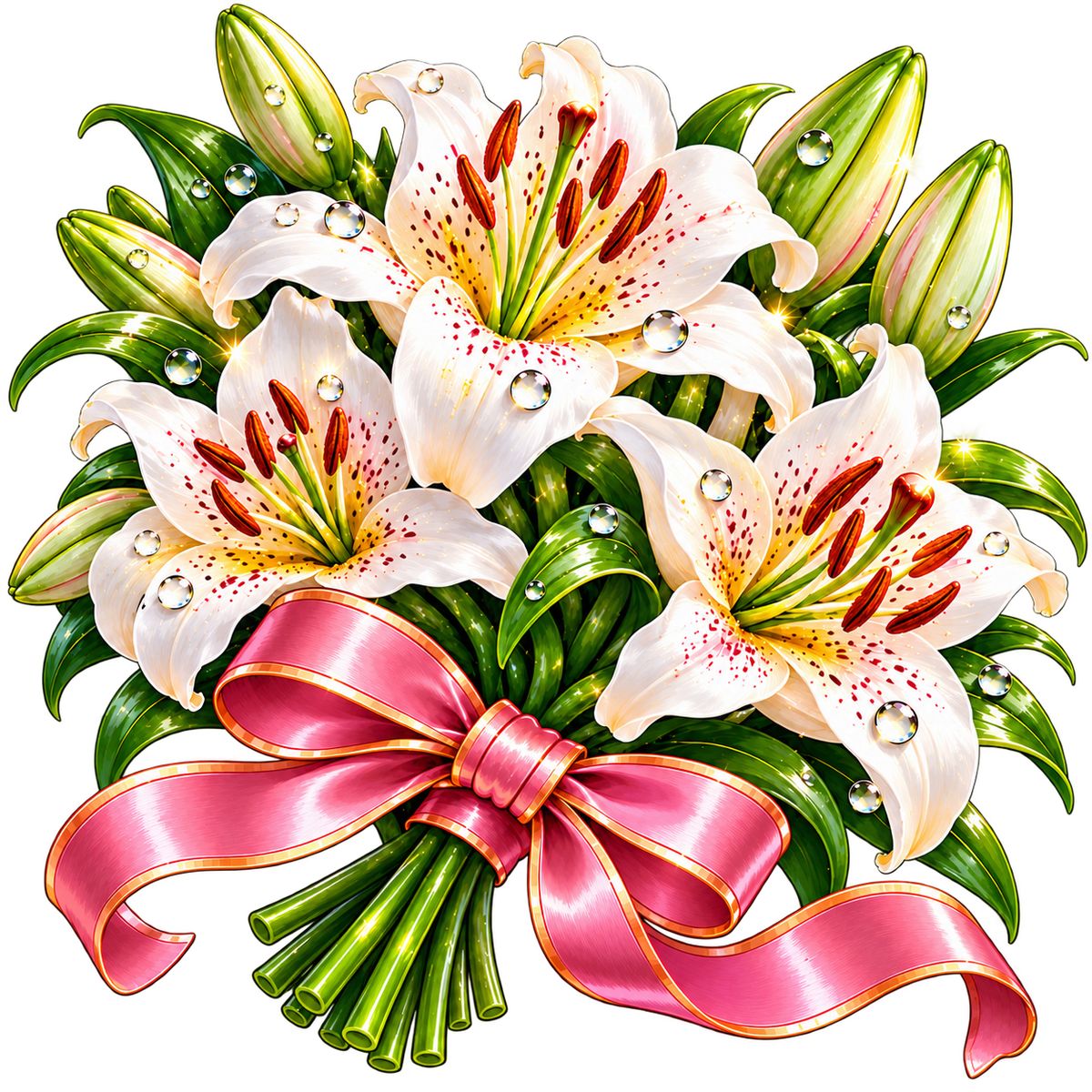 Digitaler Sticker im PNG-Format. Ausdruckbarer Sticker. Sofort-Download. Lilien-Blüten.