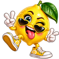 Dancing Lemon Mascot Sticker – Digital PNG Sticker