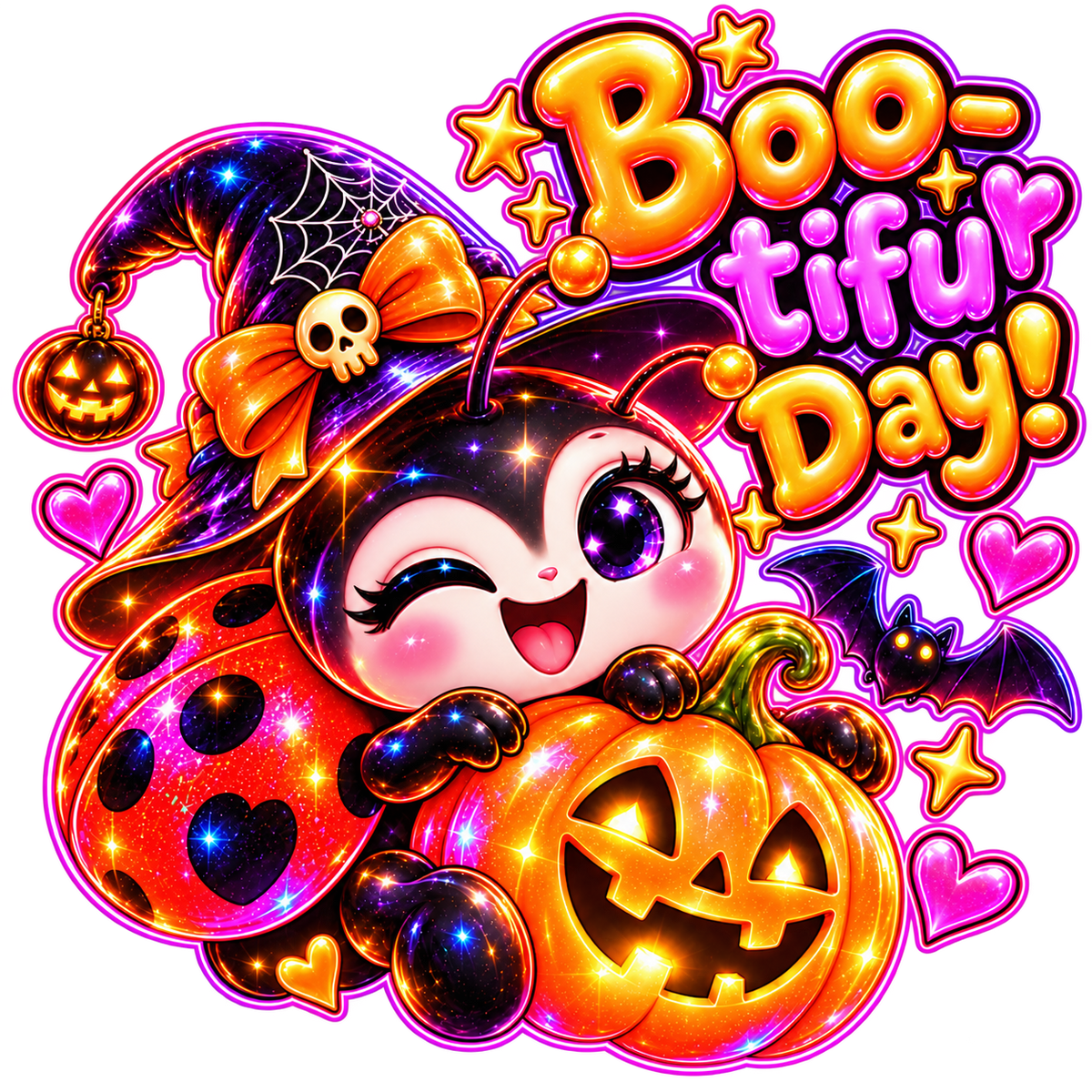 Boo-tiful Day Neon Halloween Postcard