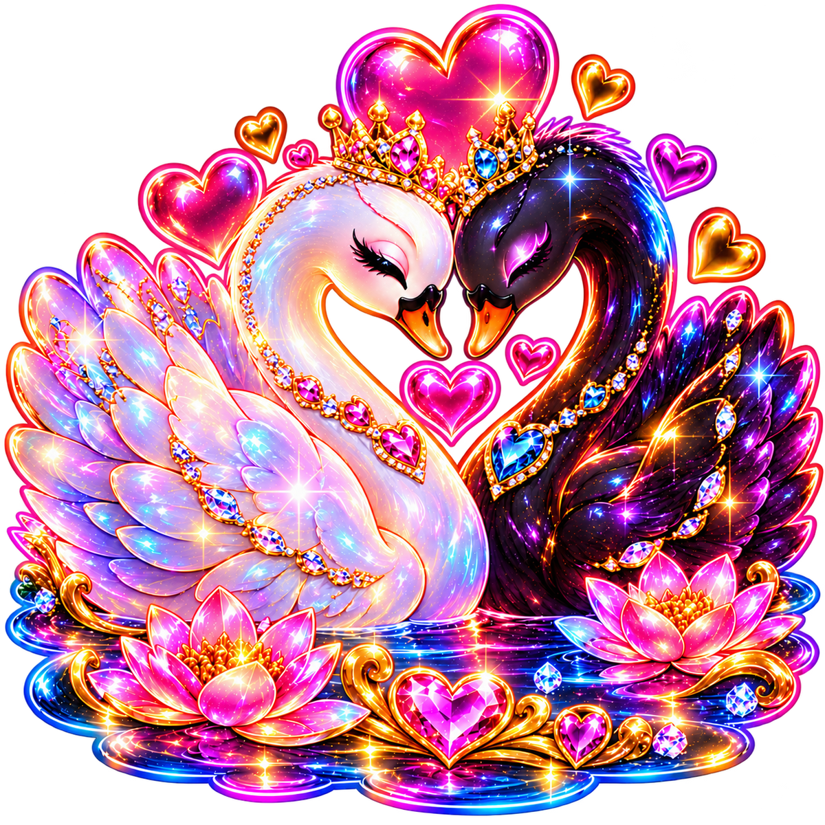 Sparkling Swans Valentine Sticker