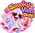 Spooky Vibes Only Sparkling Ghost Halloween Sticker