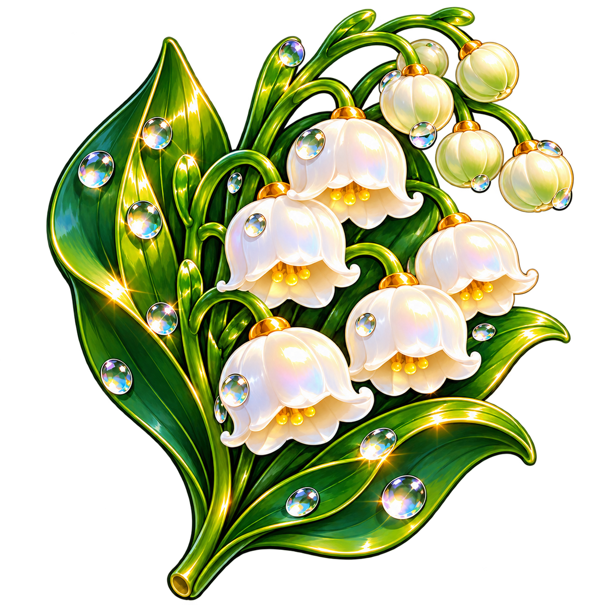 Digital sticker PNG. Printable sticker. Instant download. Lily of the valley flower.