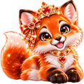 NFT-Sticker. Kleiner Fuchs mit Rubinen.