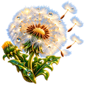 Digital sticker PNG. Printable sticker. Instant download. Dandelion flower.