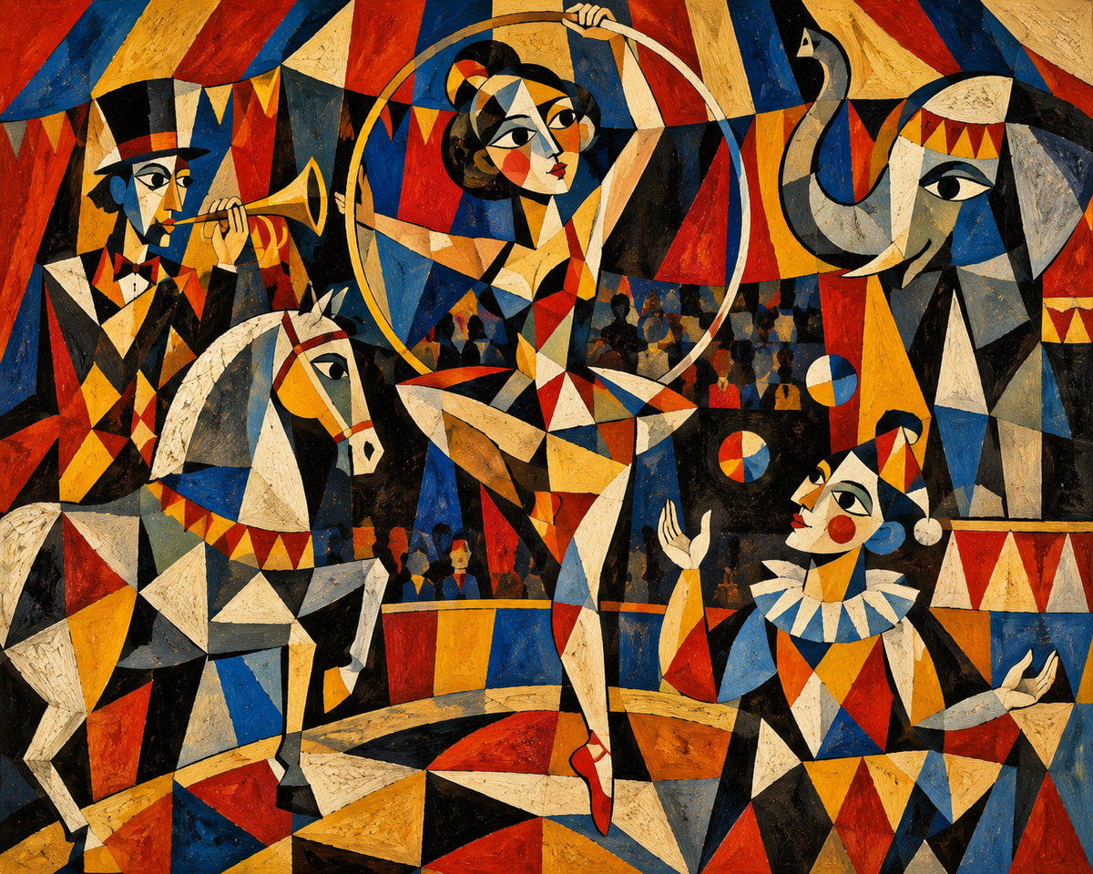 Style cubism. Circus.