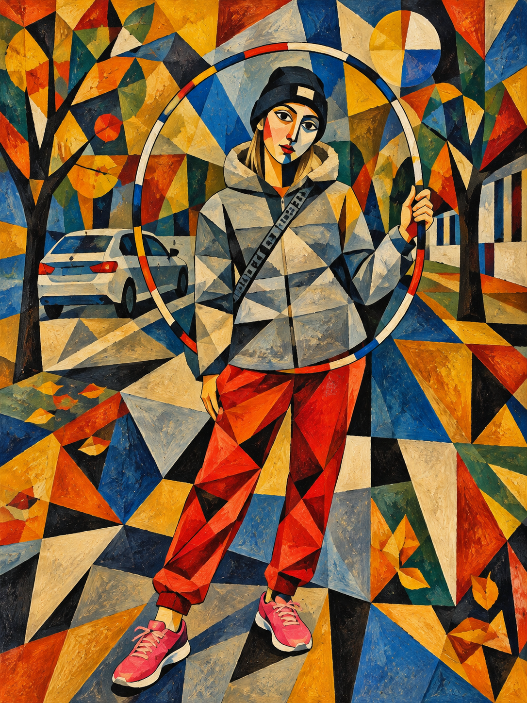 Girl with a hoop. Cubism.