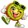 Kiwi Mascot Sticker with Sunglasses – Digital PNG Sticker