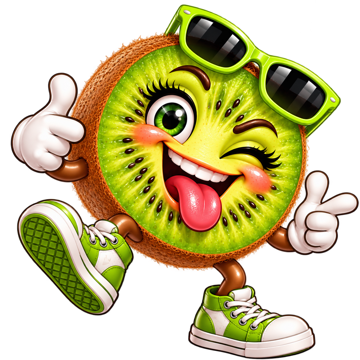 Kiwi Mascot Sticker with Sunglasses – Digital PNG Sticker