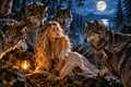 Lunar Wolf Forest Guardian — Printable Postcard Art