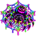 Neon Spider Pumpkin with Web Mask – Halloween Digital Sticker