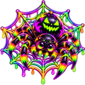Neon Rainbow Spider Web – Halloween Digital Sticker Download