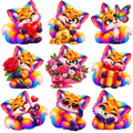 Neon Rainbow Fox – Anime Digital Sticker PNG