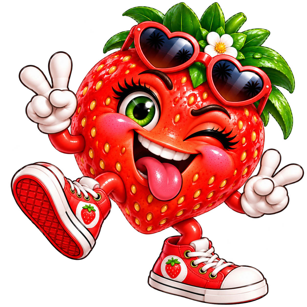 Joyful Strawberry Mascot Sticker – Digital PNG Sticker