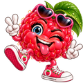 Dancing Raspberry Mascot Sticker – Digital PNG Sticker