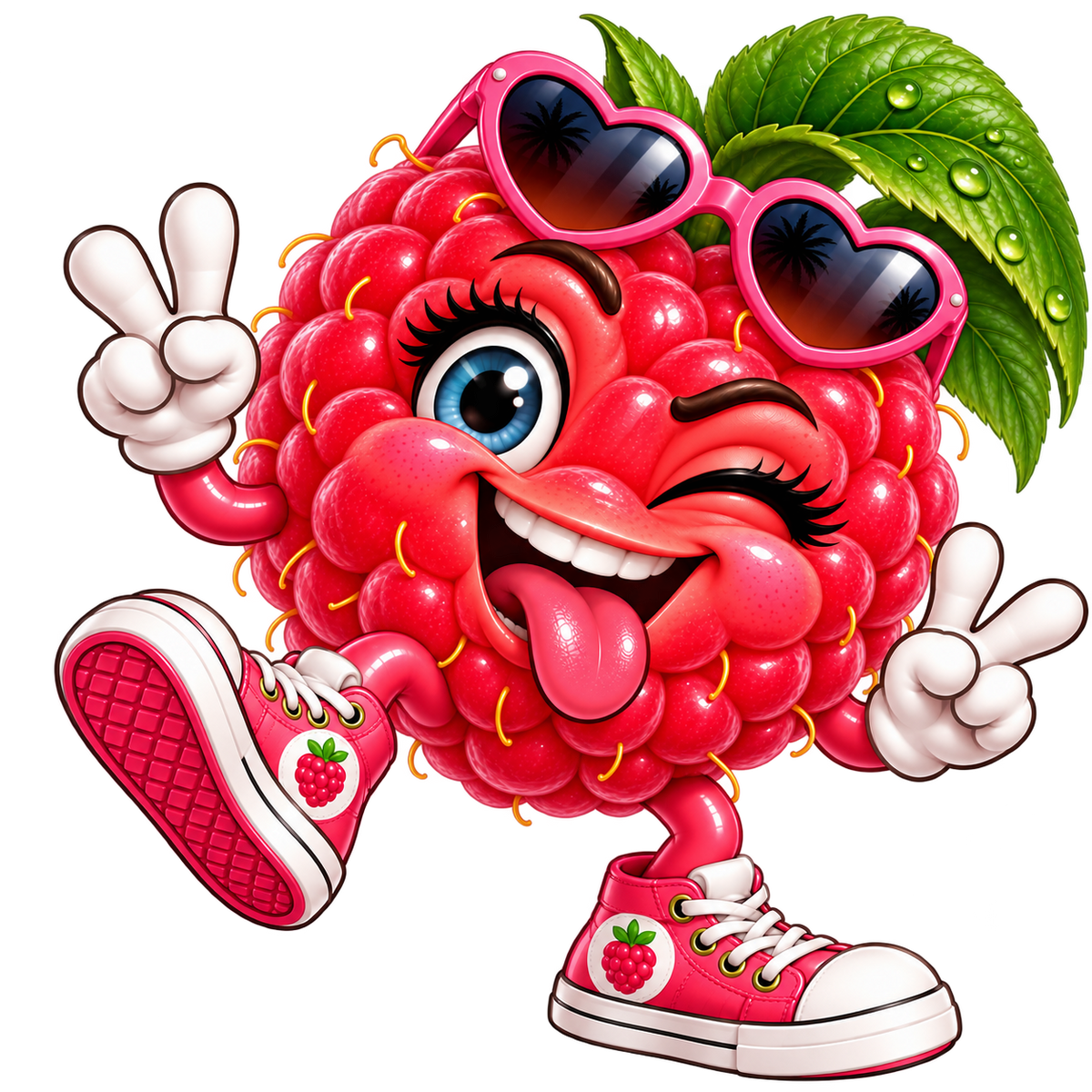 Dancing Raspberry Mascot Sticker – Digital PNG Sticker