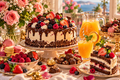 Luxurious dessert composition with a berry cake.