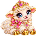 NFT sticker. A little sheep with decorations. Little lamb.